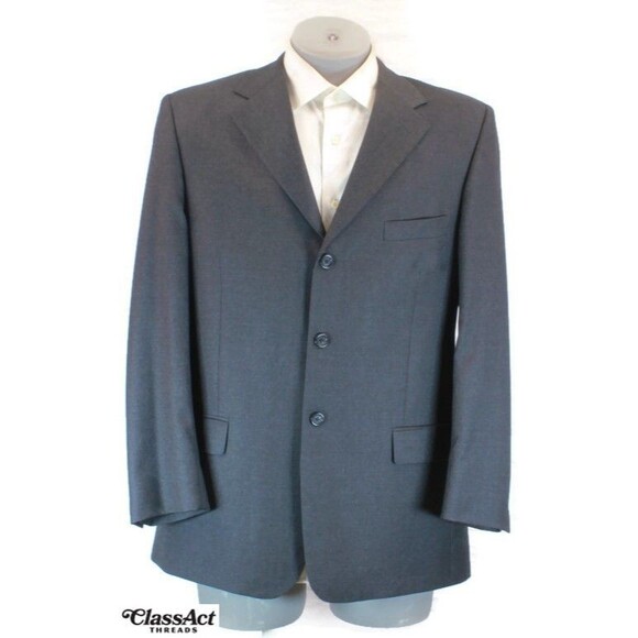 Pronto Uomo Super 100's Italy Gray 2 Piece Suit 3 Btn 42R Pleated Fronts 34" W - Picture 3 of 12